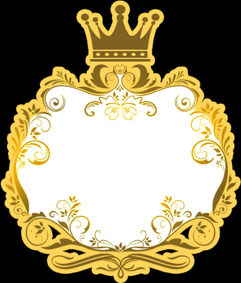 Golden Arabesque Framewith Crown PNG Image