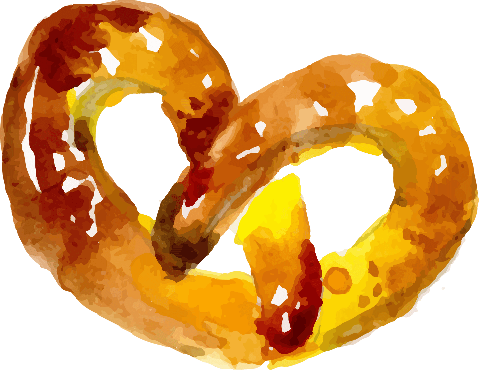 Golden Baked Pretzel Illustration PNG Image