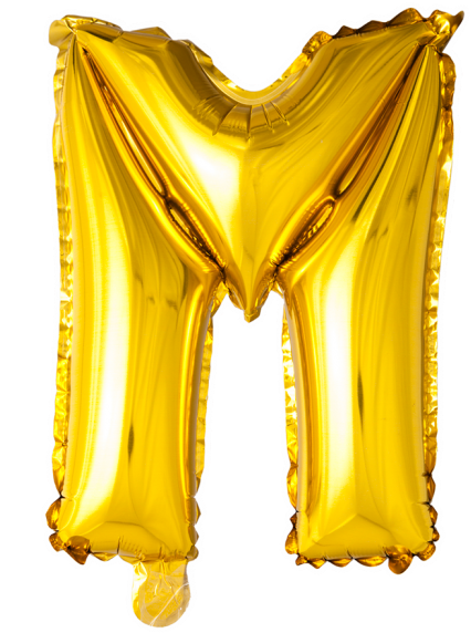 Golden Balloon Letter M PNG Image