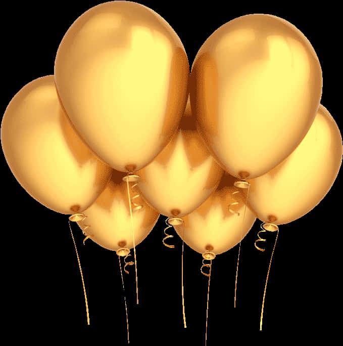 Golden Balloons Celebration PNG Image