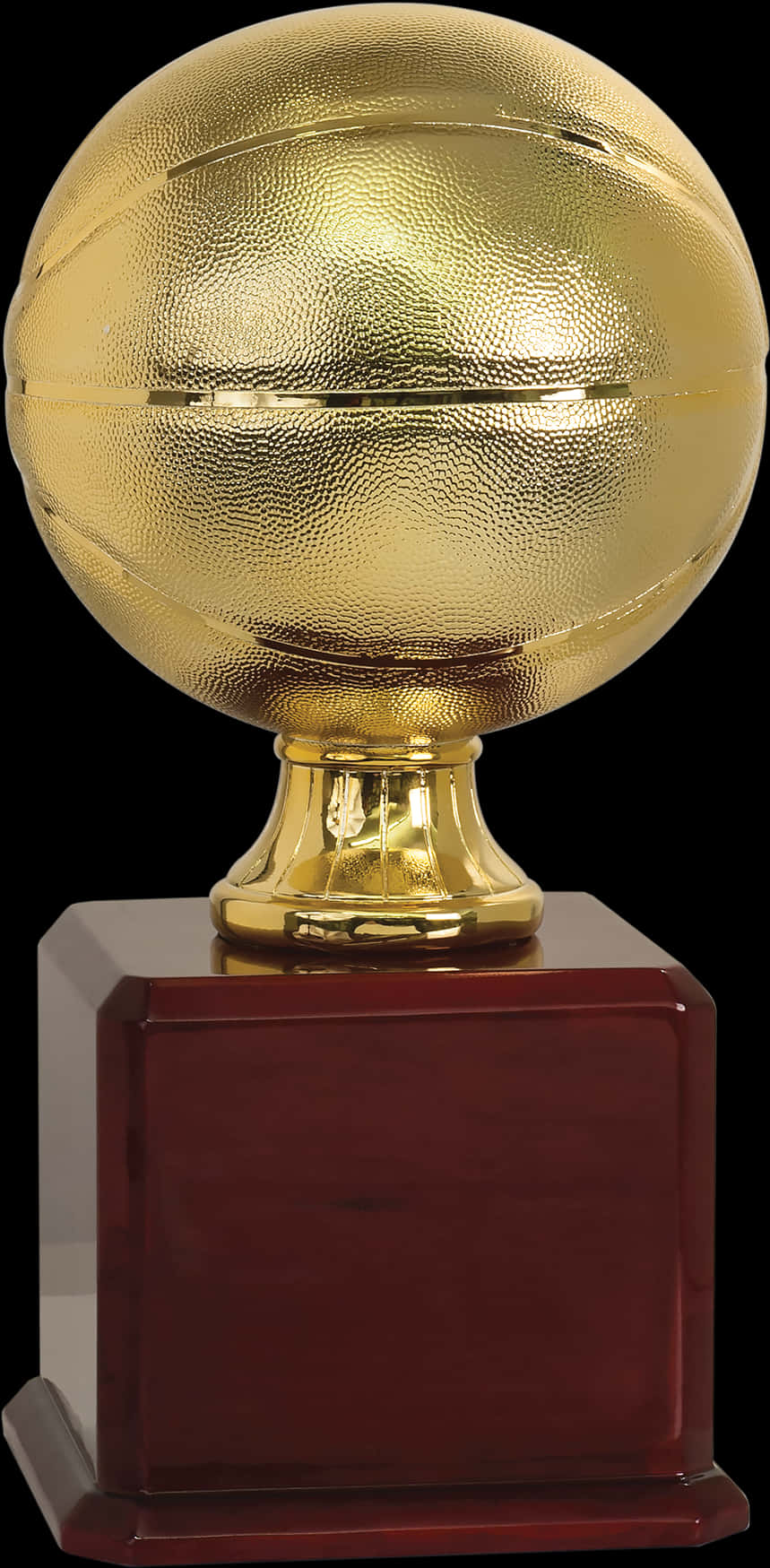 Golden Basketball Trophyon Wooden Base PNG Image