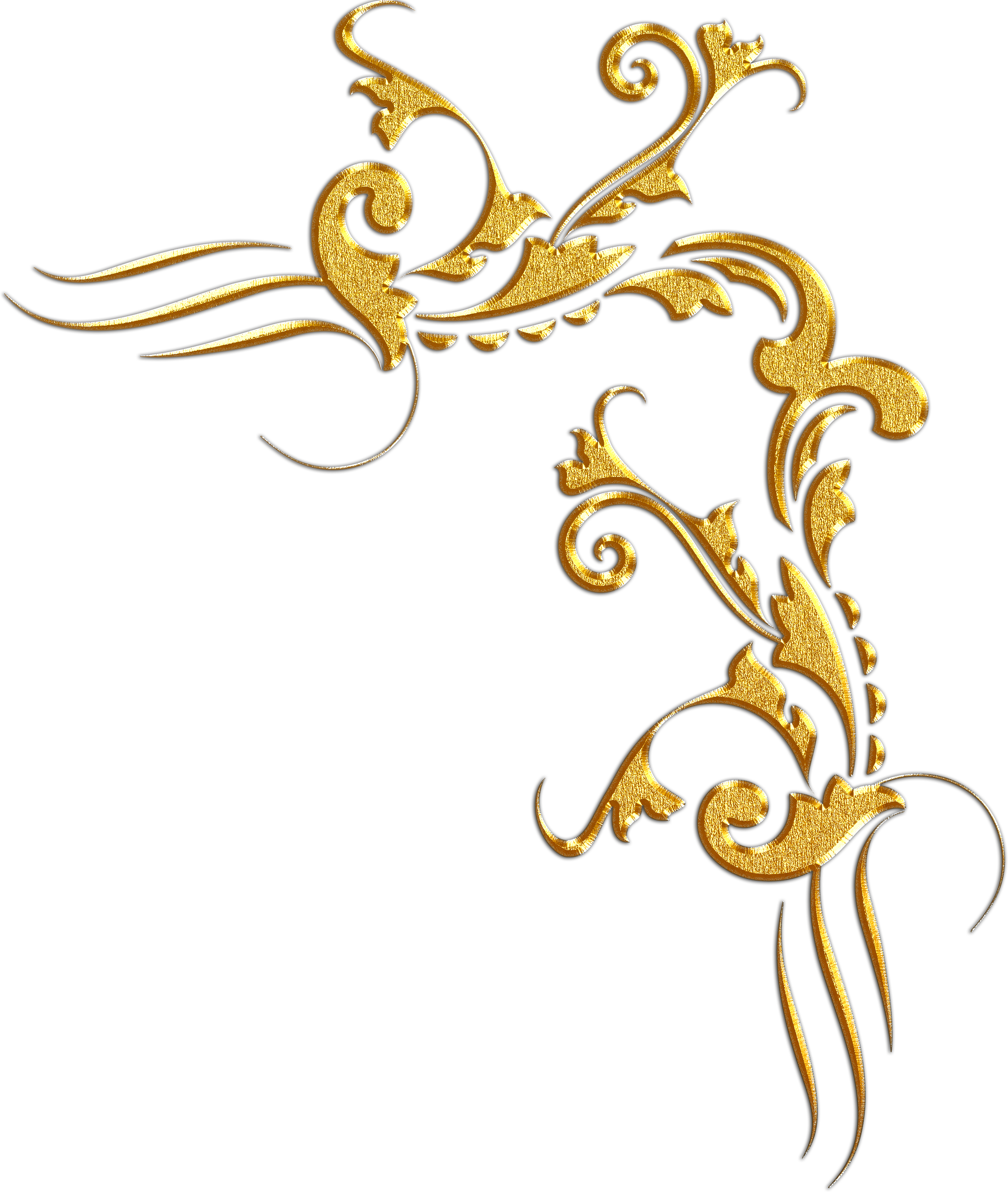 Golden Batik Flourish Design PNG Image