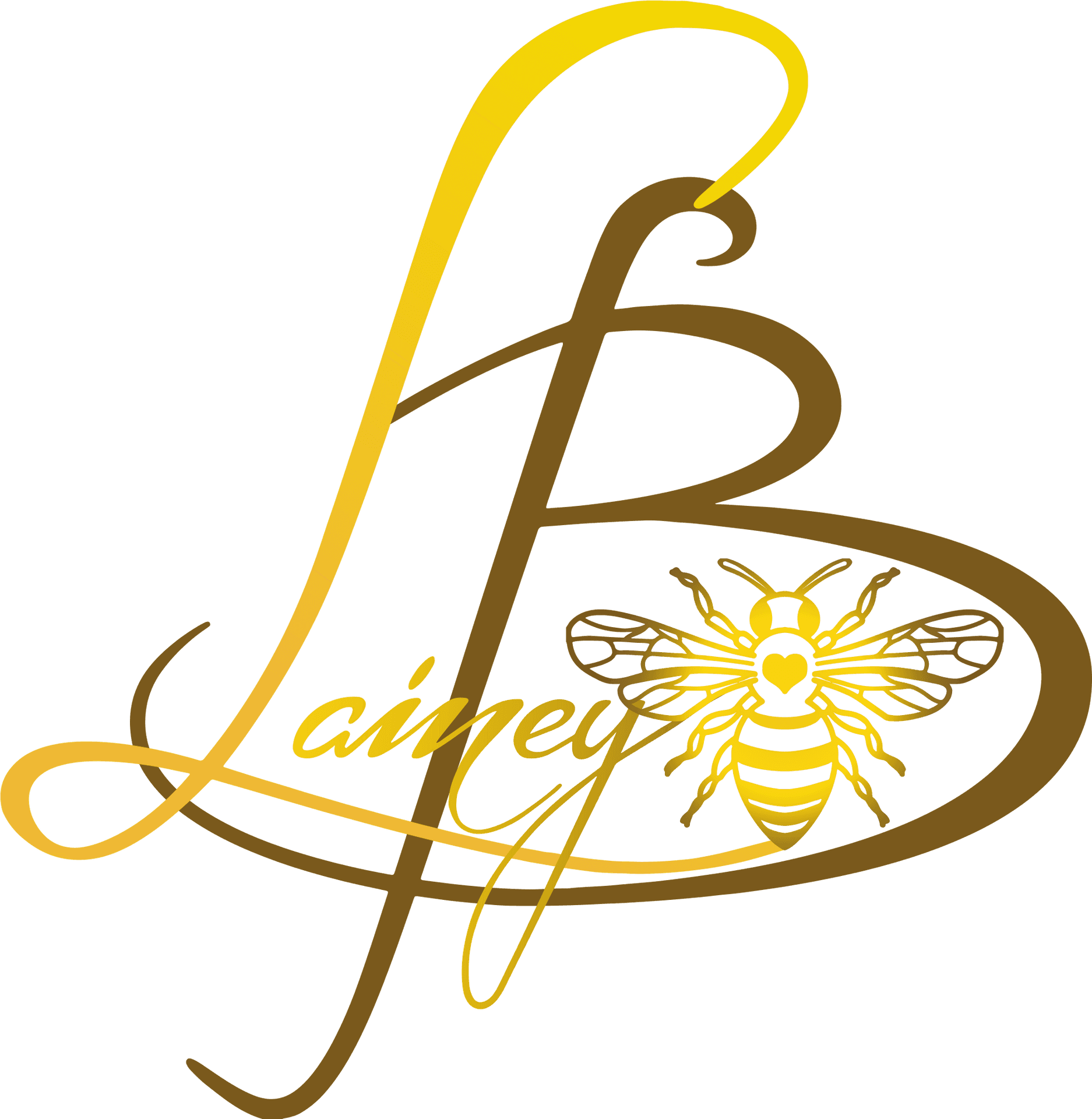 Golden Bee Script Tattoo Design PNG Image