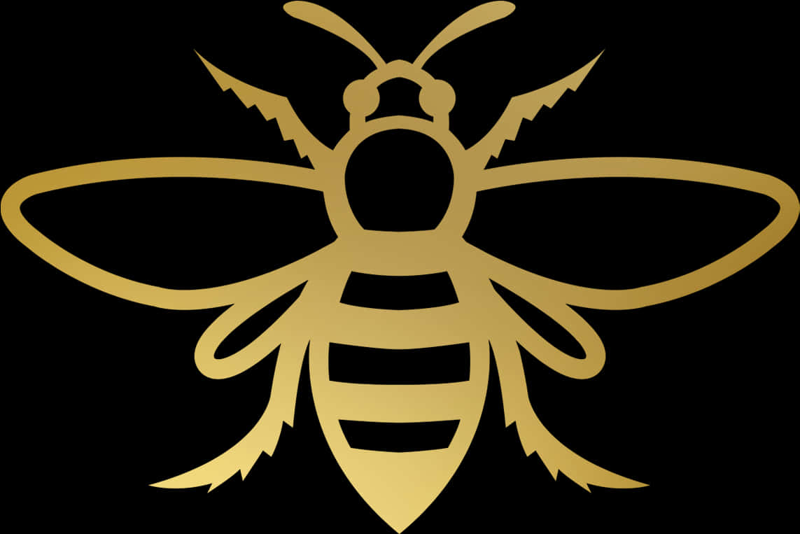 Golden Bee Silhouette PNG Image