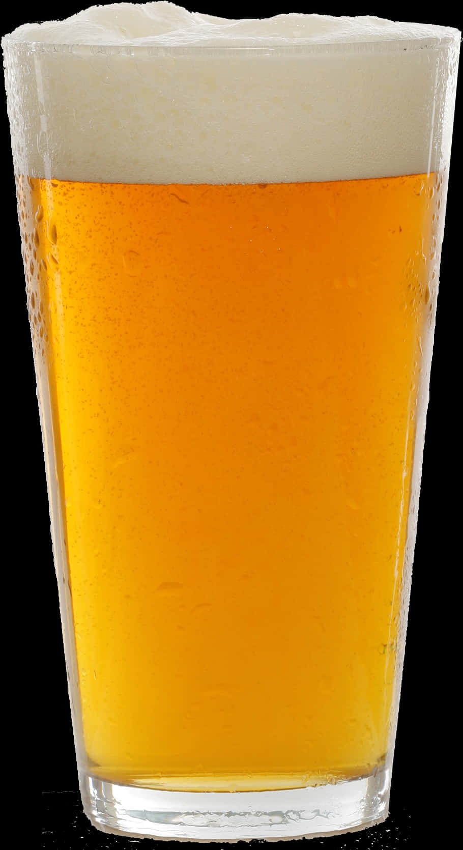 Golden Beer Glass Foamy Head PNG Image