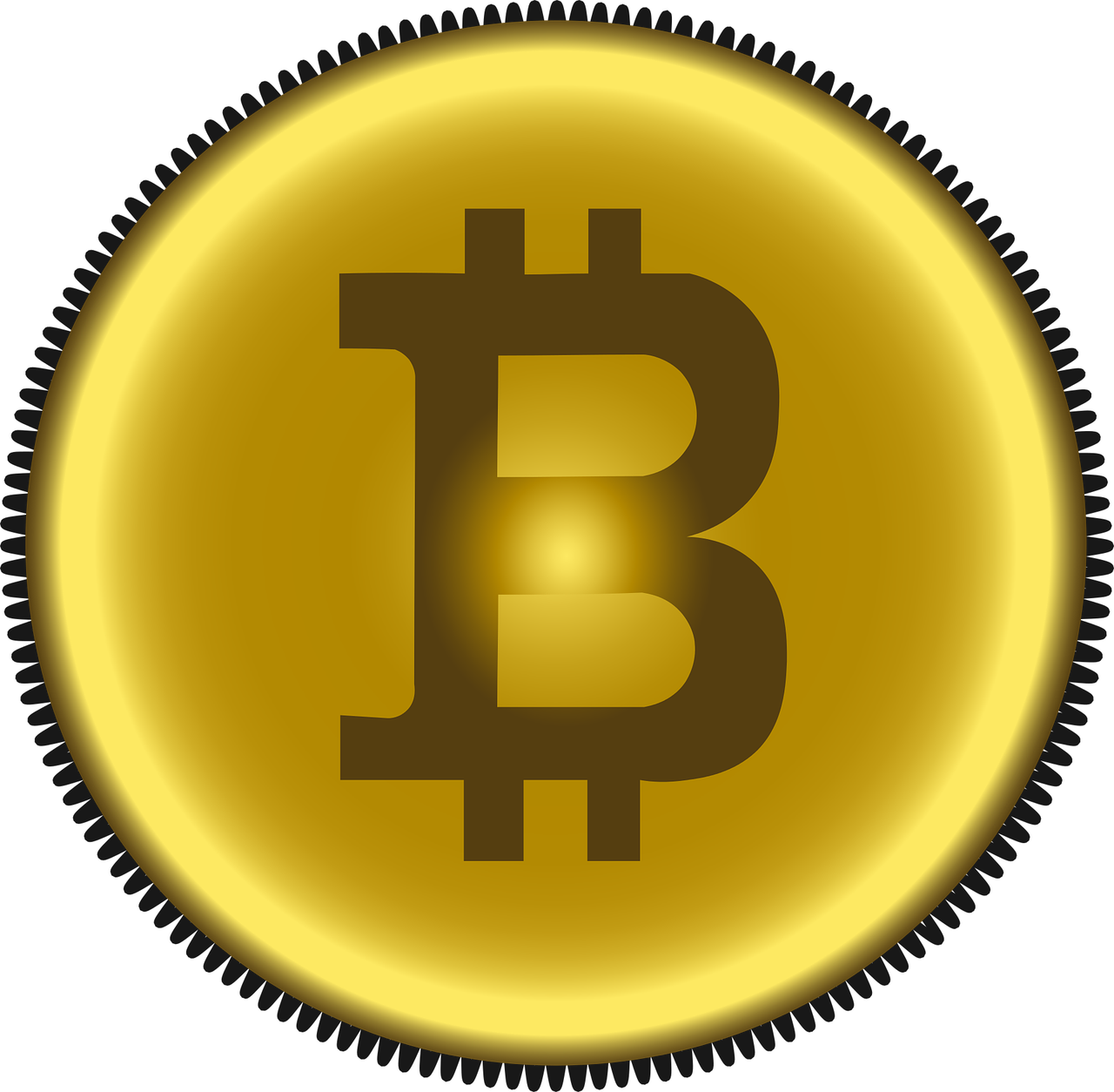 Golden Bitcoin Icon PNG Image