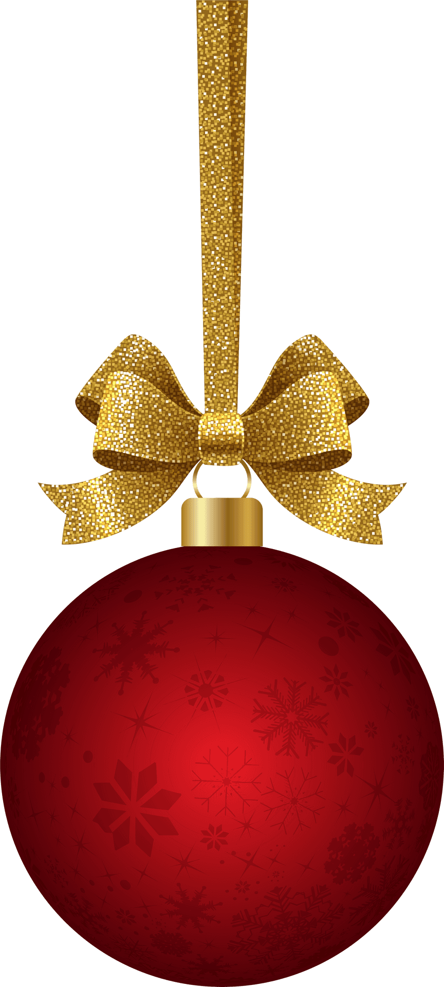 Golden Bow Red Christmas Ball PNG Image