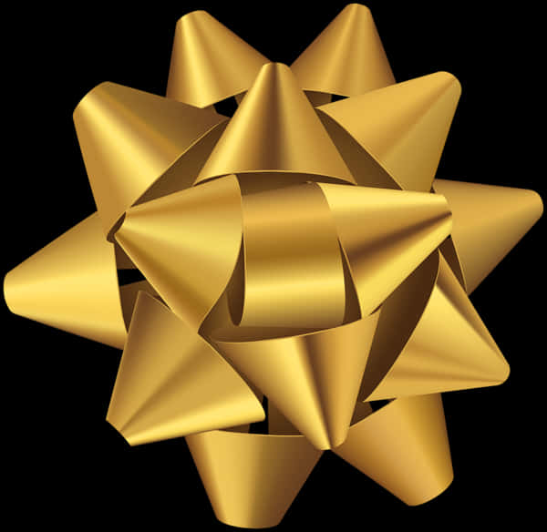 Golden Bow Ribbon Decoration PNG Image