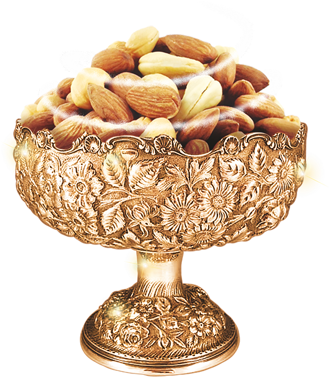 Golden Bowl Almonds PNG Image