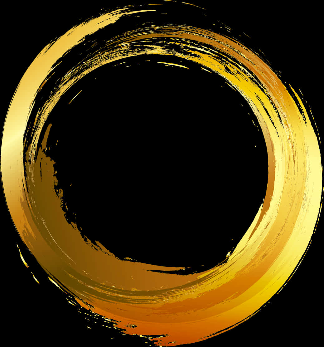 Golden Brushstroke Circle PNG Image