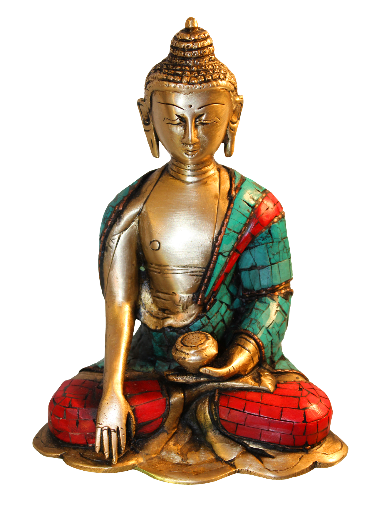 Golden Buddha Statue Meditation Pose PNG Image