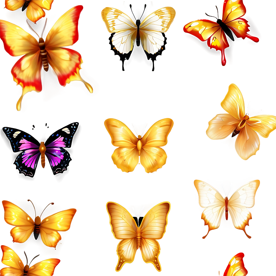 Golden Butterflies Png Rpa27 PNG Image