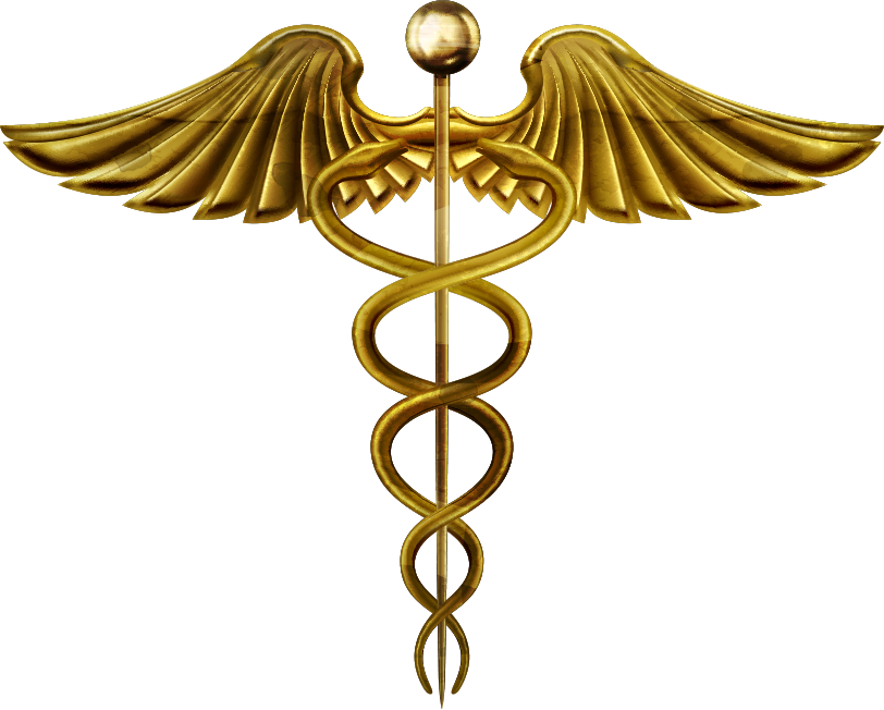 Golden Caduceus Medical Symbol PNG Image