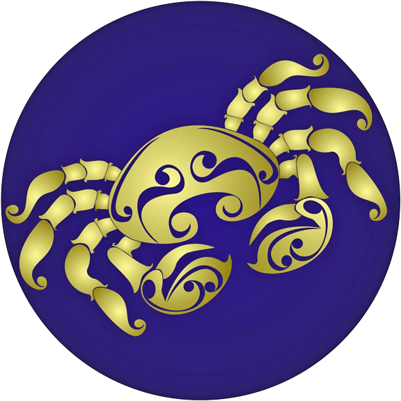 Golden Cancer Zodiac Symbol PNG Image