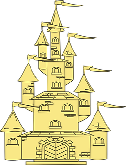 Golden Castle Illustration PNG Image