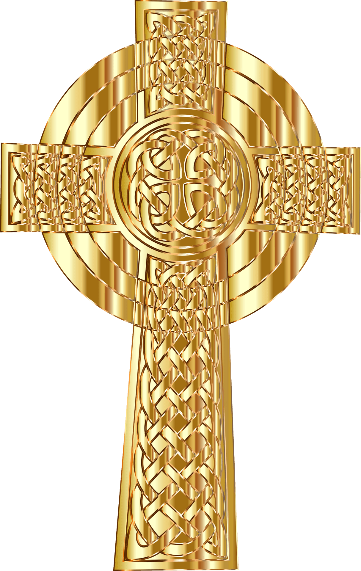 Golden Celtic Cross Design PNG Image