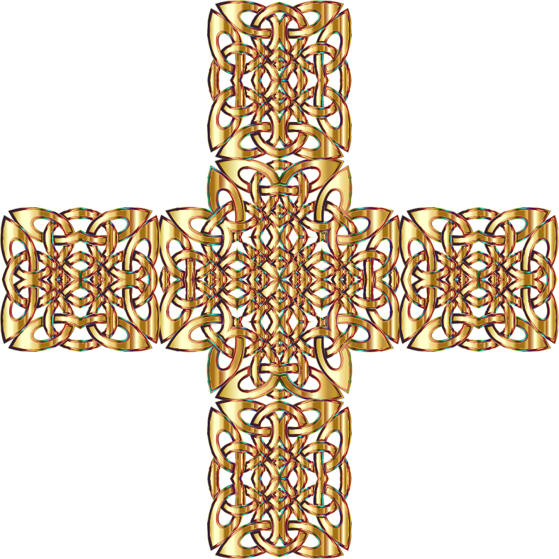 Golden Celtic Cross Design PNG Image