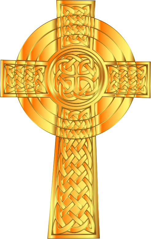 Golden Celtic Cross Design PNG Image