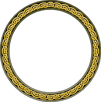 Golden Celtic Knot Border Design PNG Image