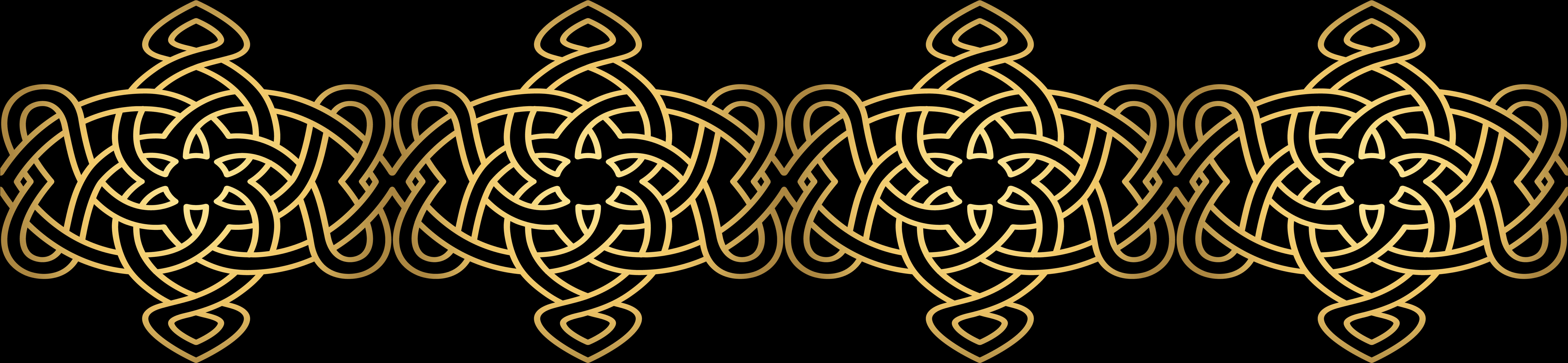 Golden Celtic Knot Border Pattern PNG Image