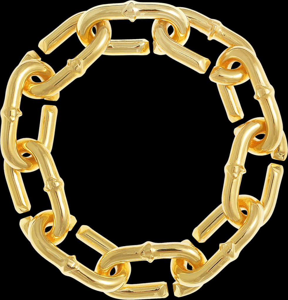 Golden Chain Link Circle PNG Image