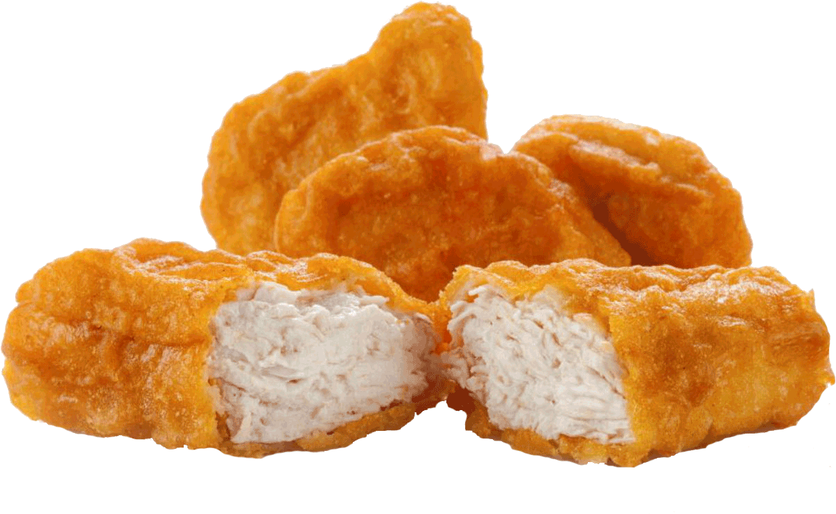 Golden Chicken Nuggets Cut Open PNG Image