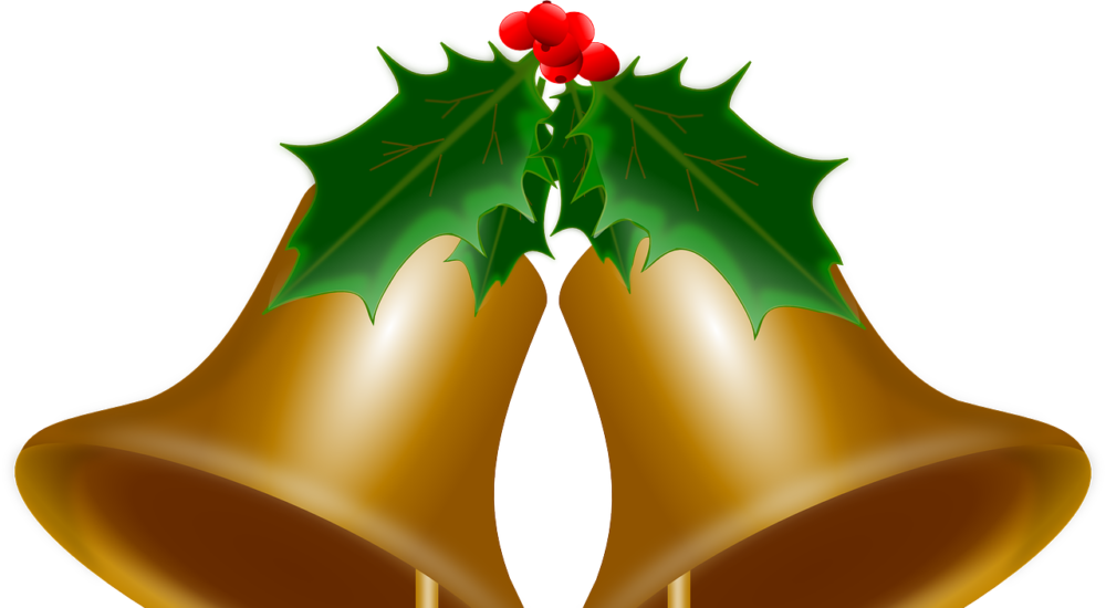 Golden Christmas Bellswith Holly PNG Image