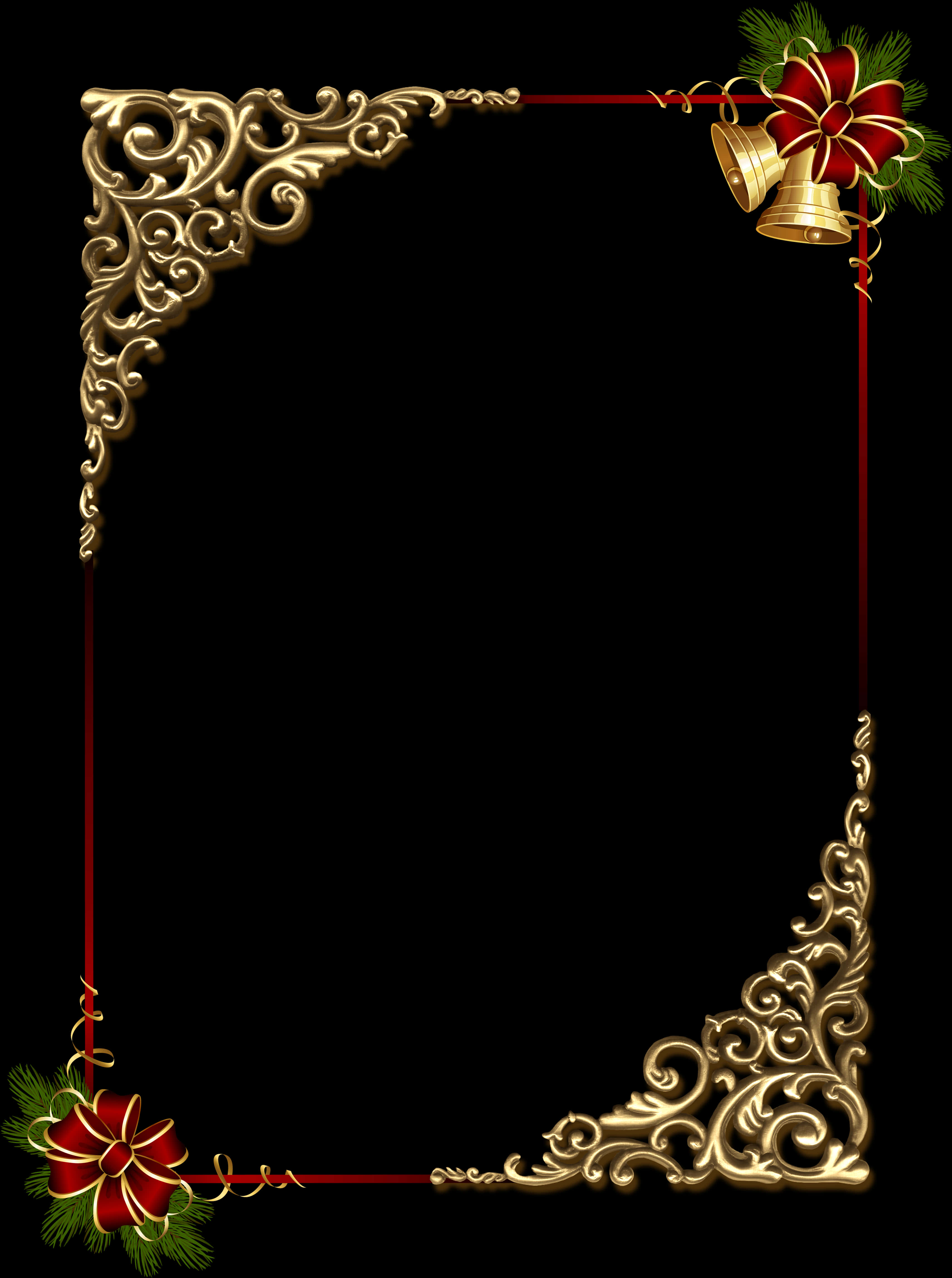 Golden Christmas Frame Design PNG Image