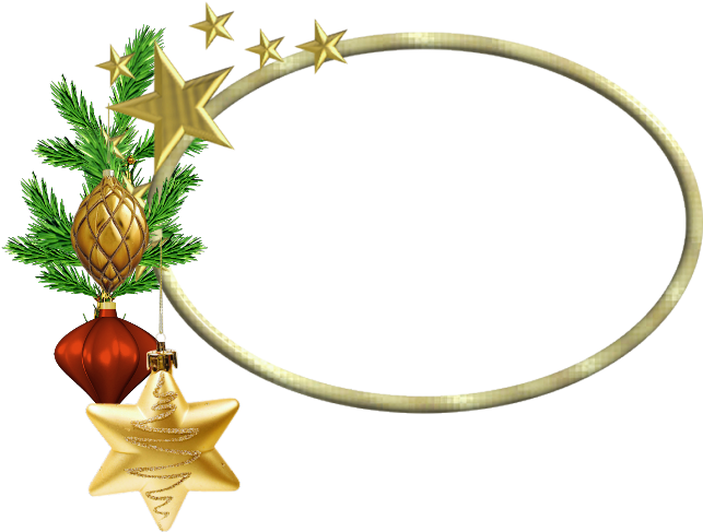 Golden Christmas Framewith Ornaments PNG Image