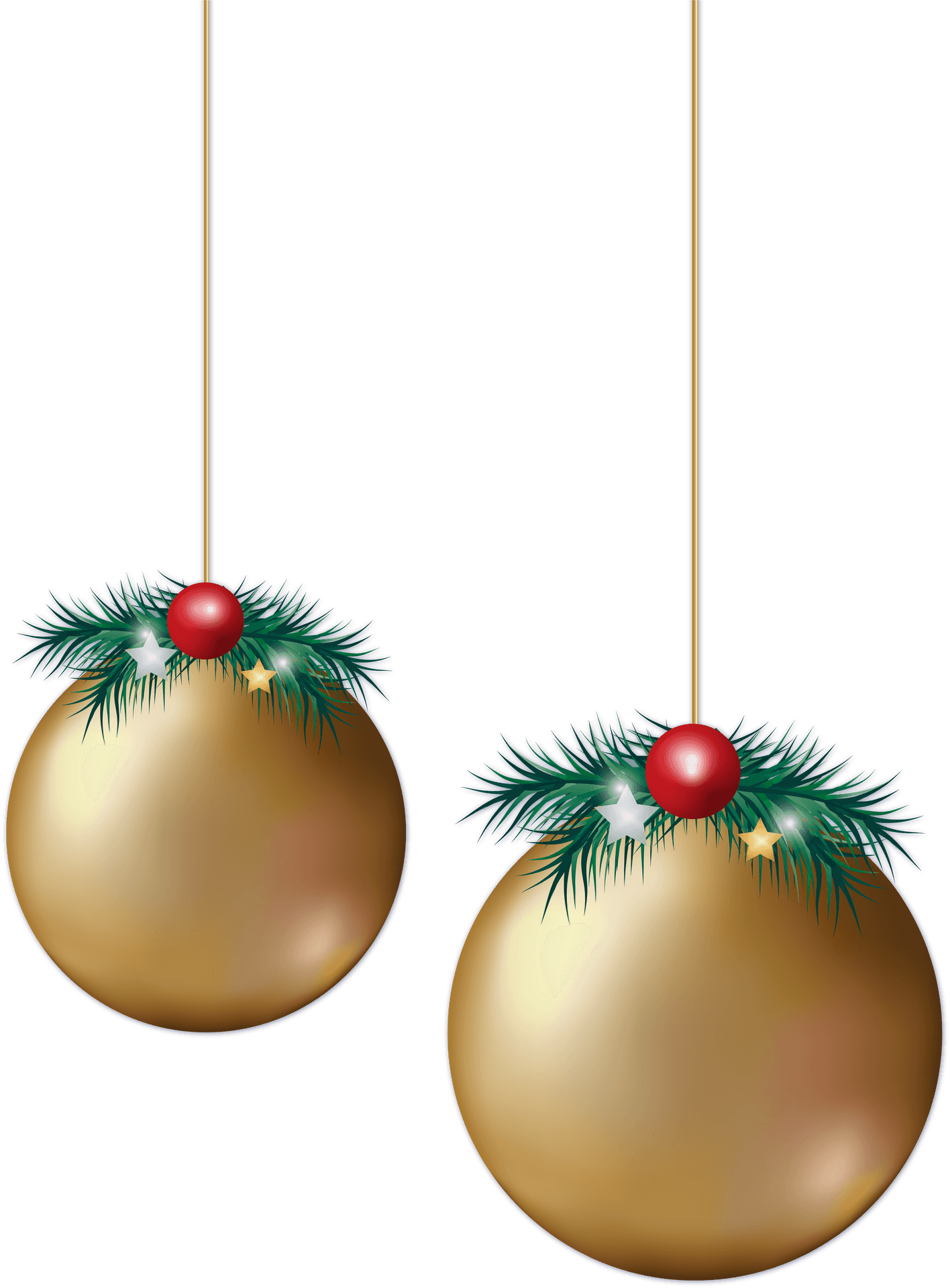 Golden Christmas Ornaments PNG Image