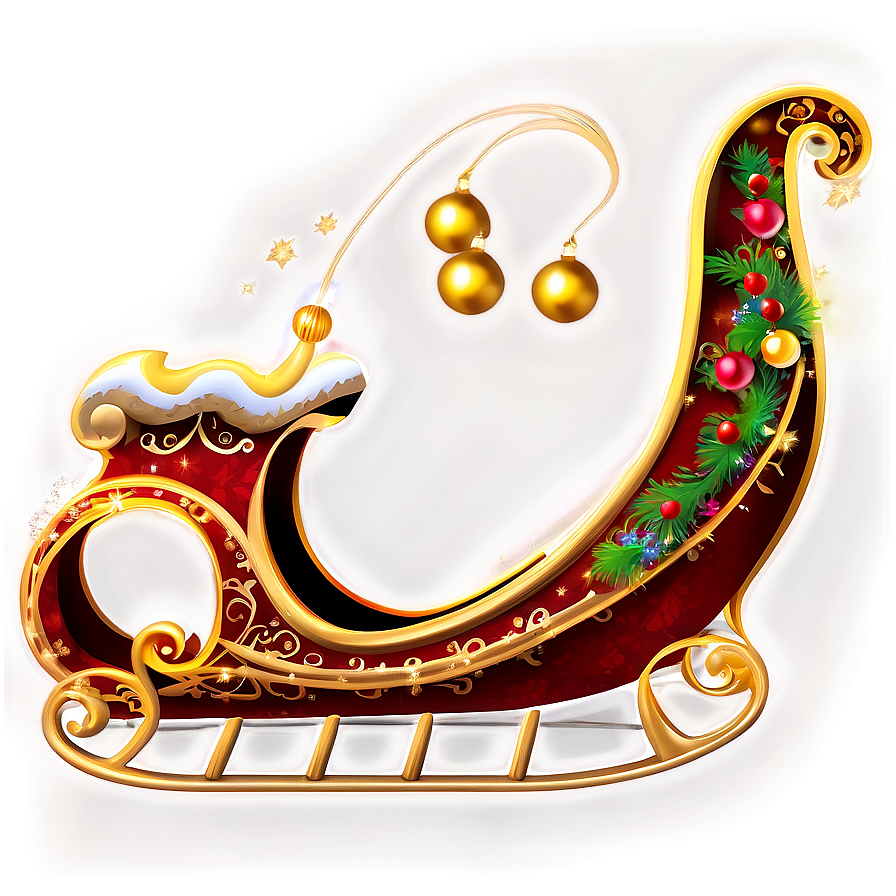 Golden Christmas Sleigh Png 06292024 PNG Image