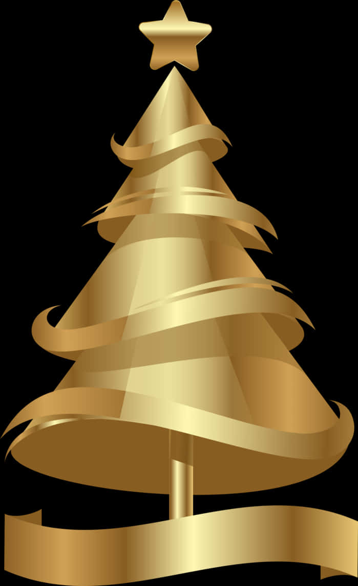 Golden Christmas Tree Graphic PNG Image