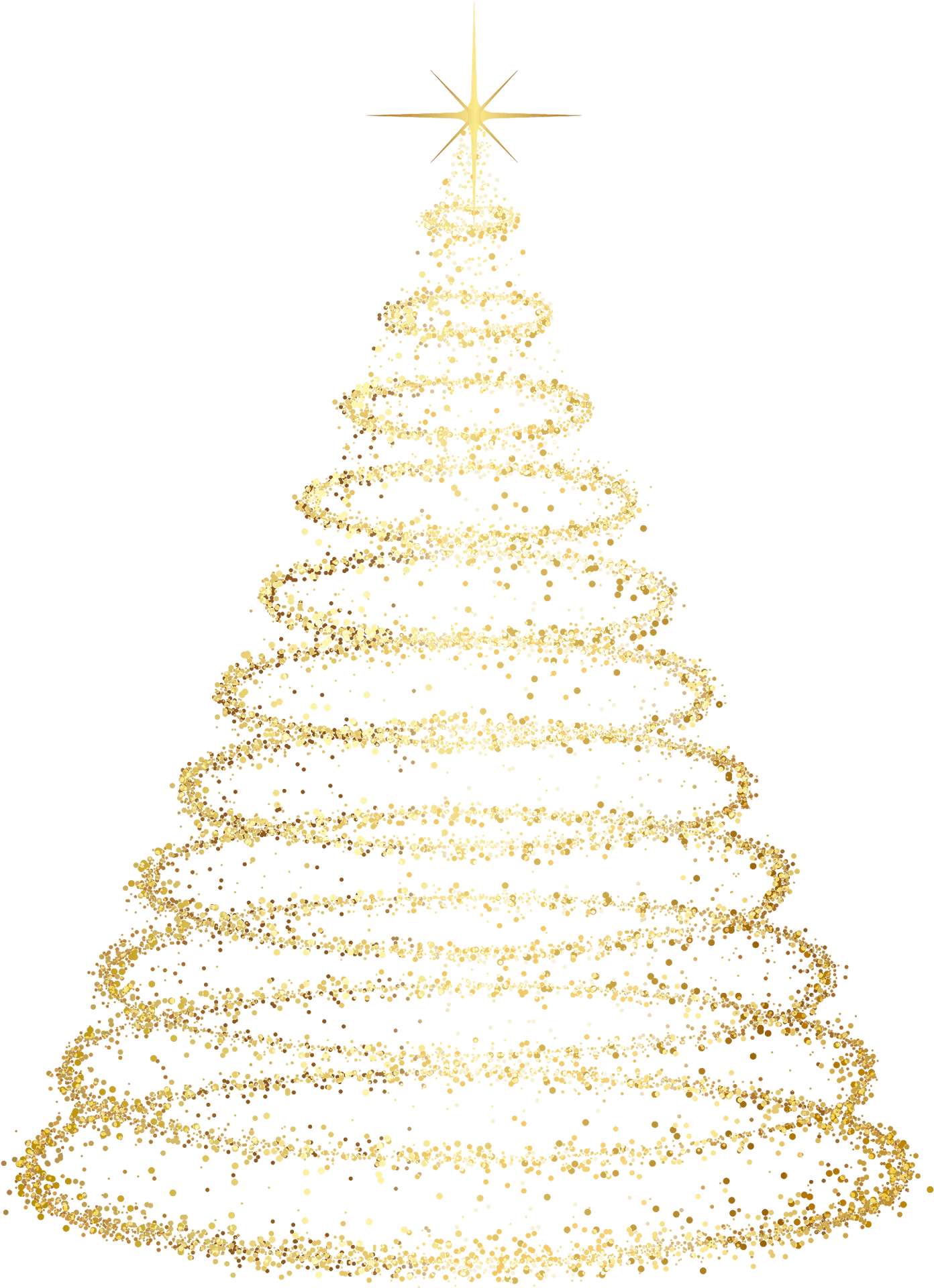 Golden Christmas Tree Illustration PNG Image