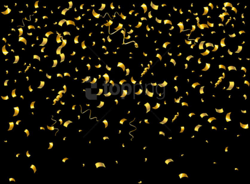 Golden Confetti Celebration Background PNG Image