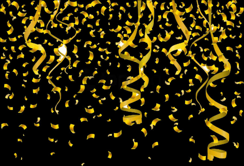 Golden Confetti Celebration Background PNG Image