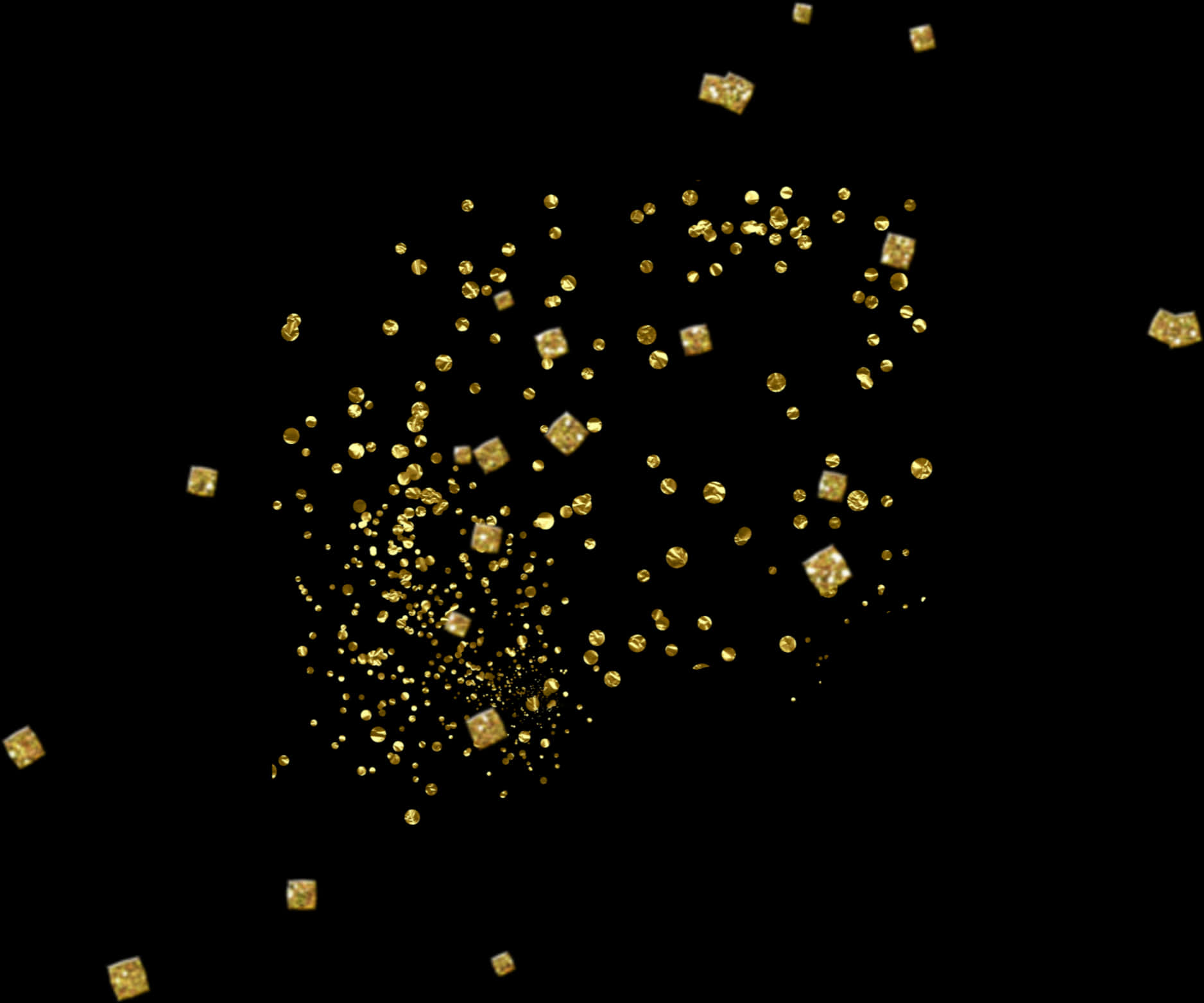 Golden Confetti Celebration PNG Image