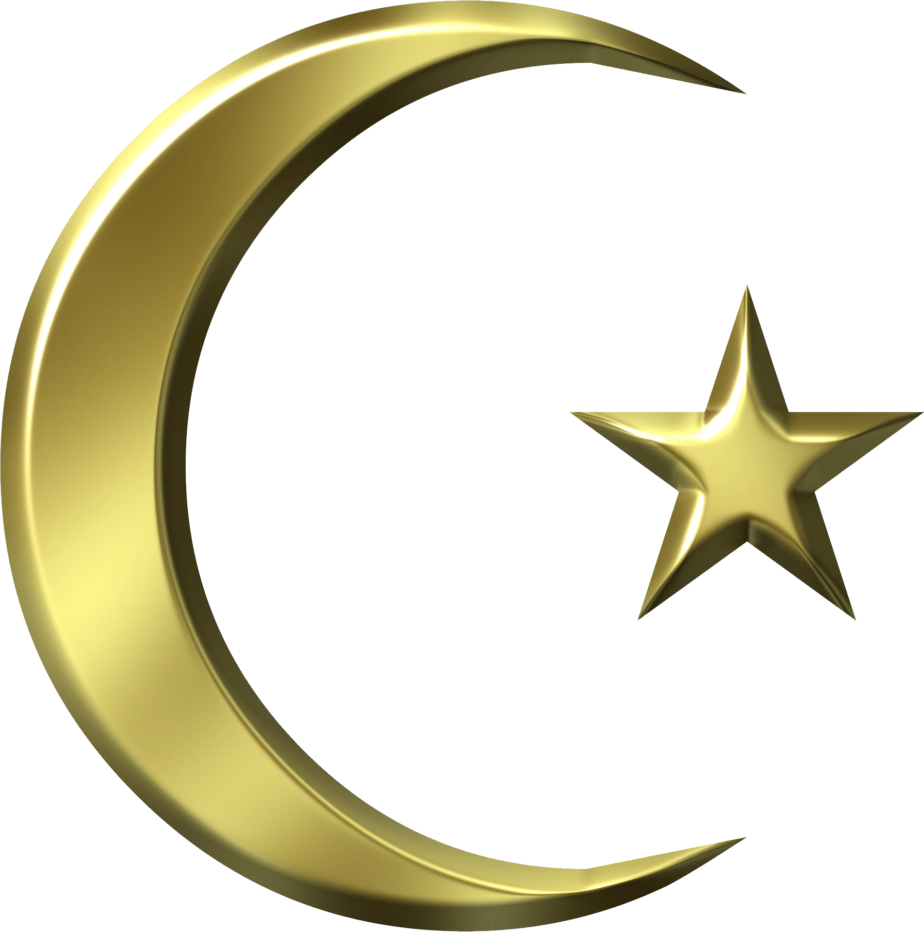 Golden_ Crescent_and_ Star_ Islamic_ Symbol PNG Image