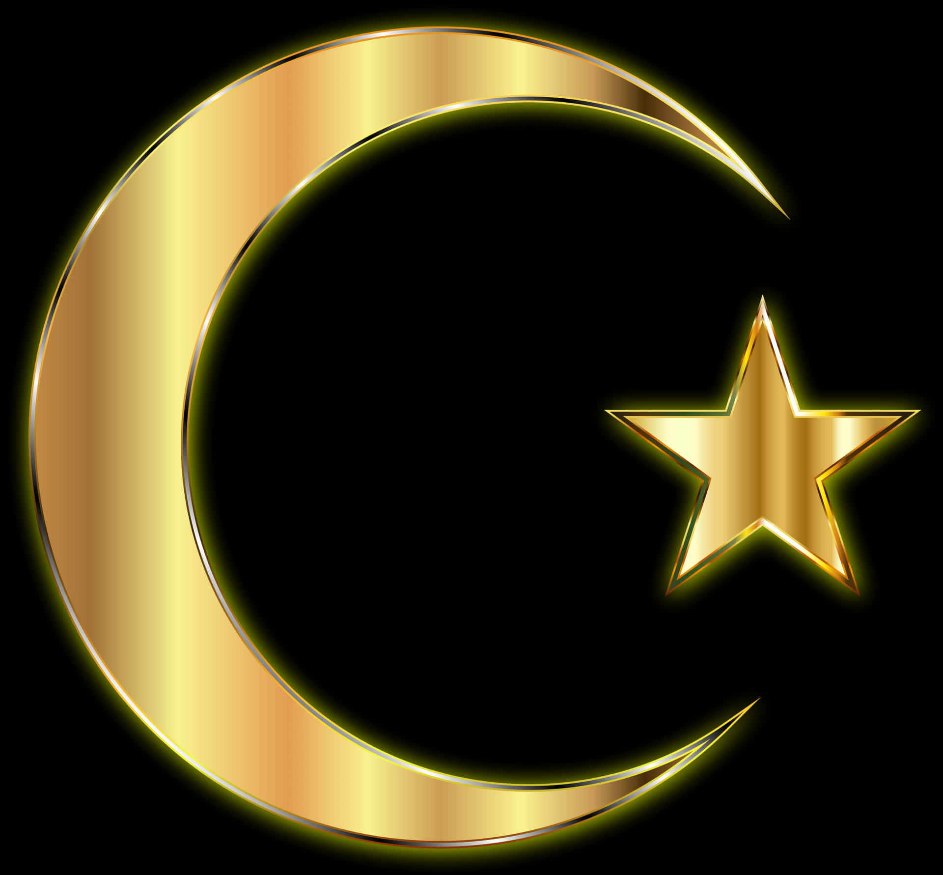 Golden Crescent Moonand Star PNG Image