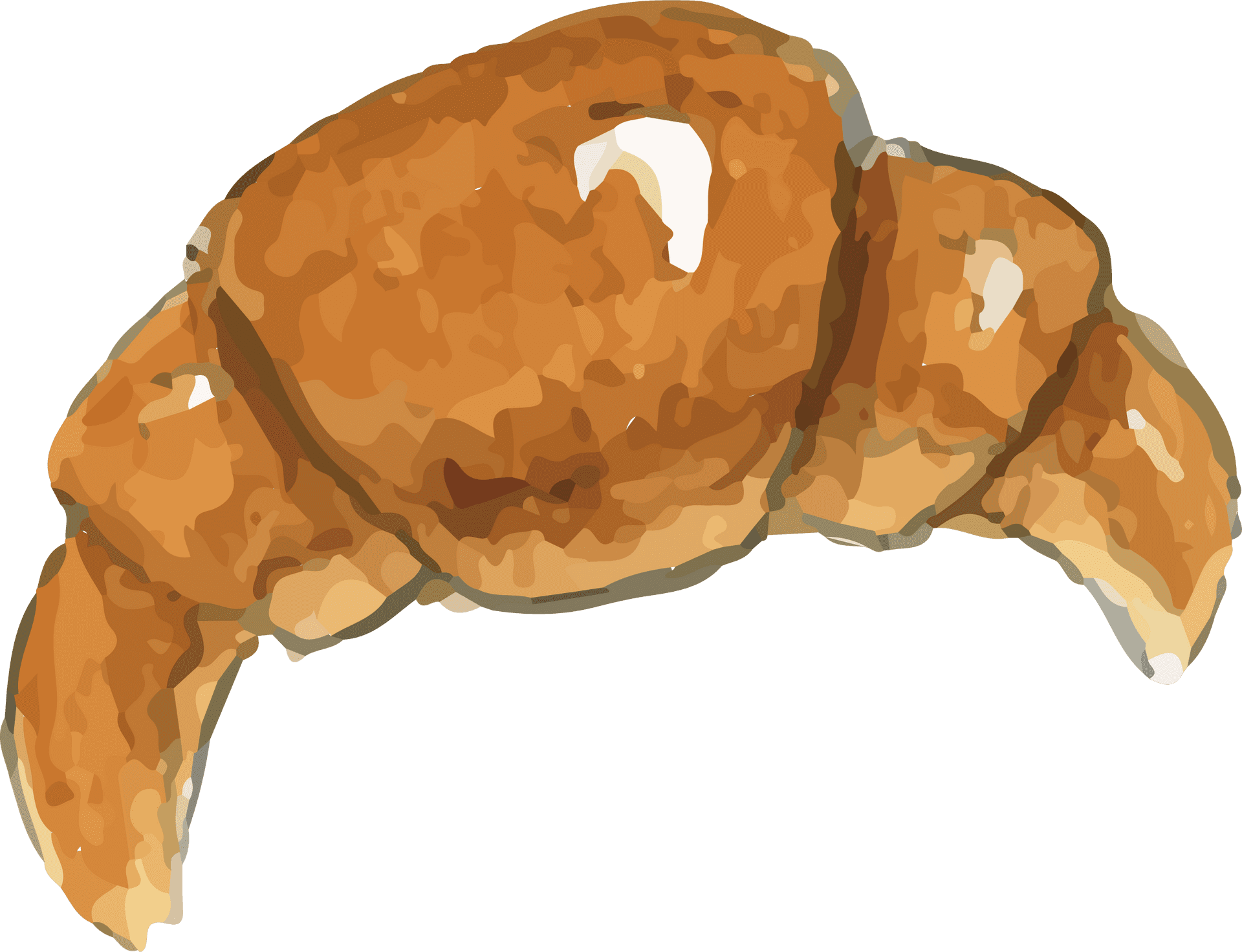 Golden Croissant Illustration PNG Image