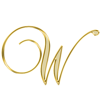 Golden Cursive Letter W PNG Image