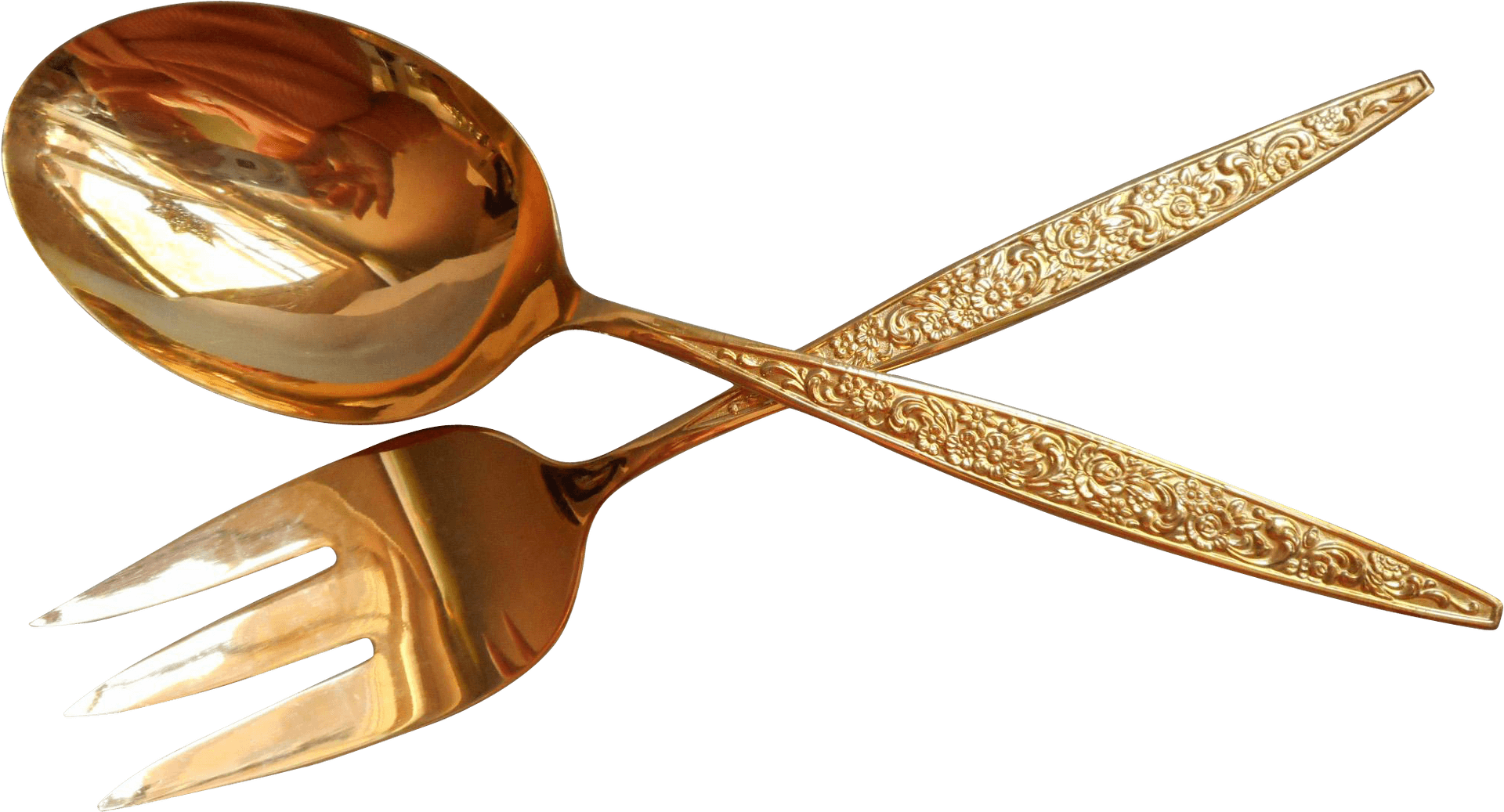 Golden Cutlery Crossed PNG Image