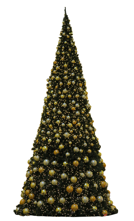 Golden Decorated Christmas Tree PNG Image