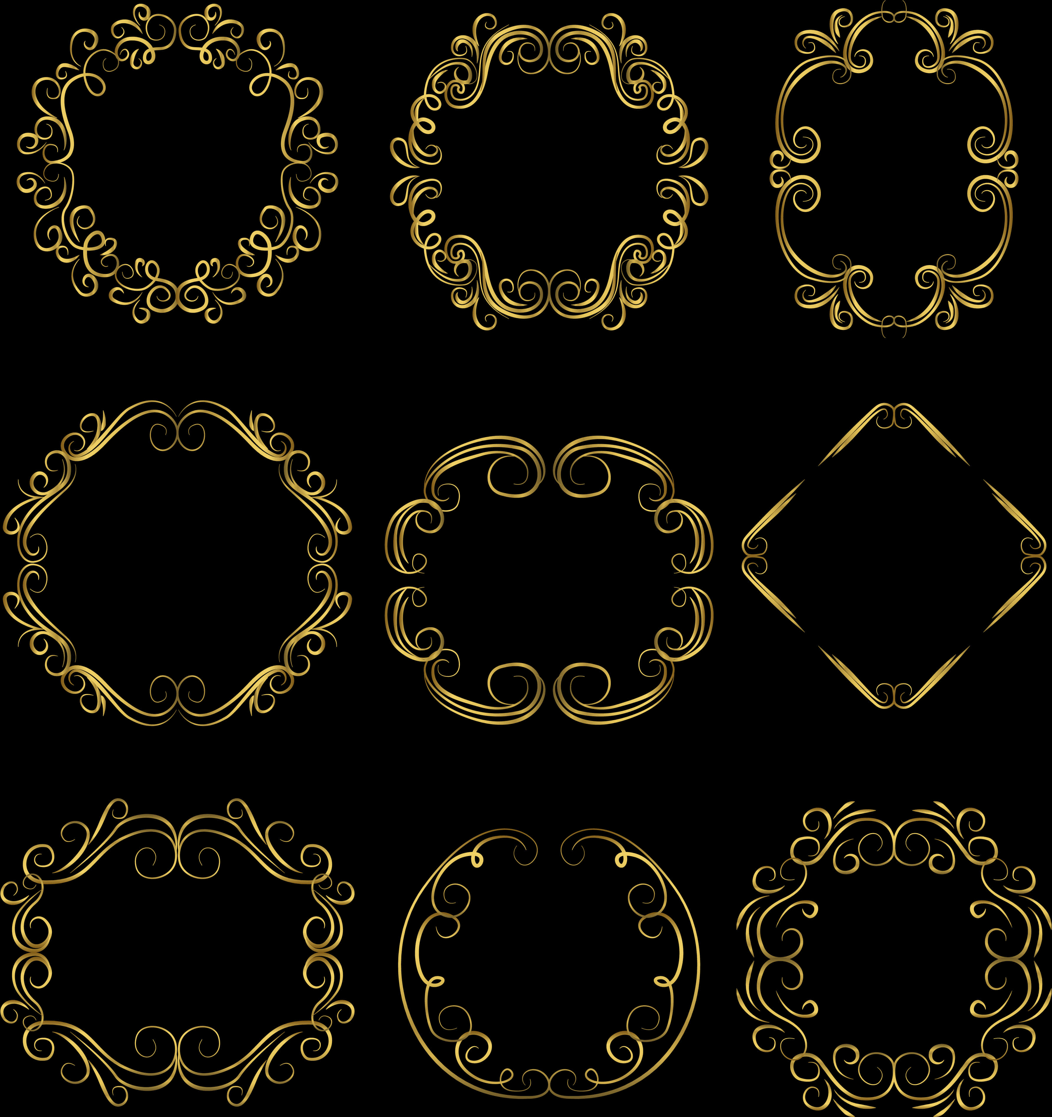 Golden Decorative Circle Vectors PNG Image