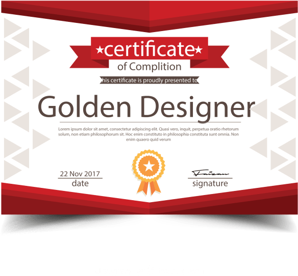 Golden Designer Certificate Template PNG Image