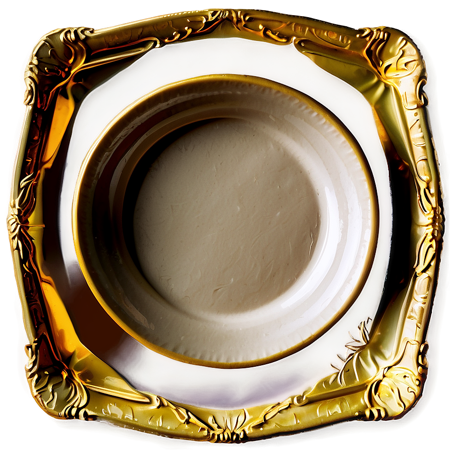 Golden Dinner Plate Png Omb10 PNG Image