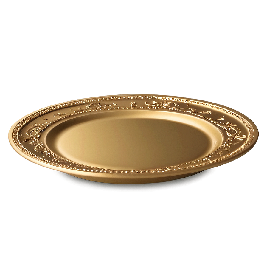 Golden Dinner Plate Png Uar85 PNG Image