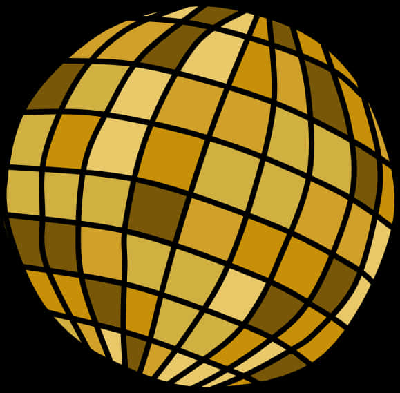 Golden Disco Ball Illustration PNG Image