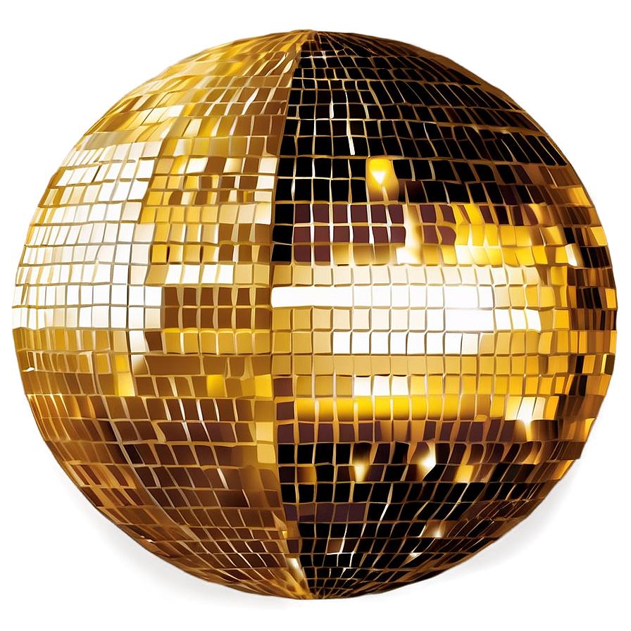 Golden Disco Ball Sparkle PNG Image