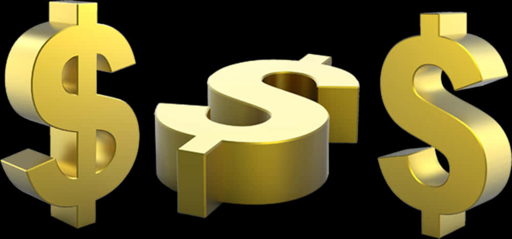 Golden Dollar Signs3 D Illustration PNG Image