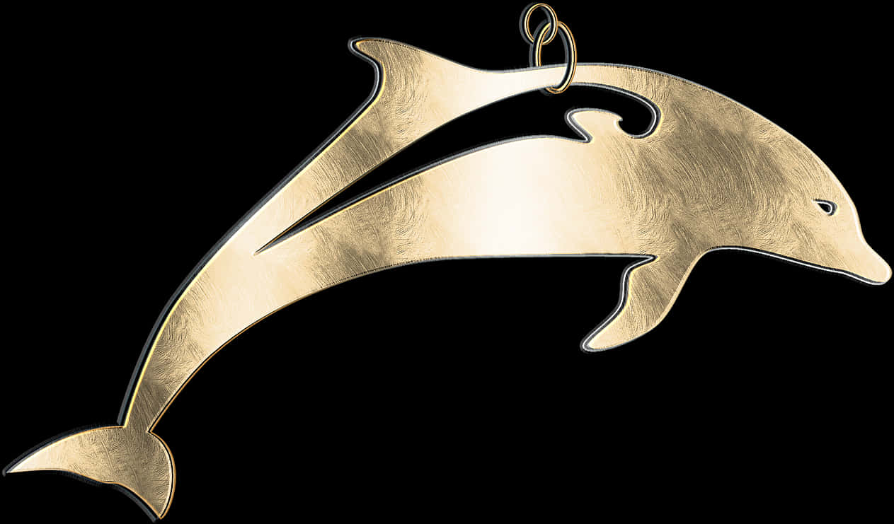 Golden Dolphin Pendant Design PNG Image